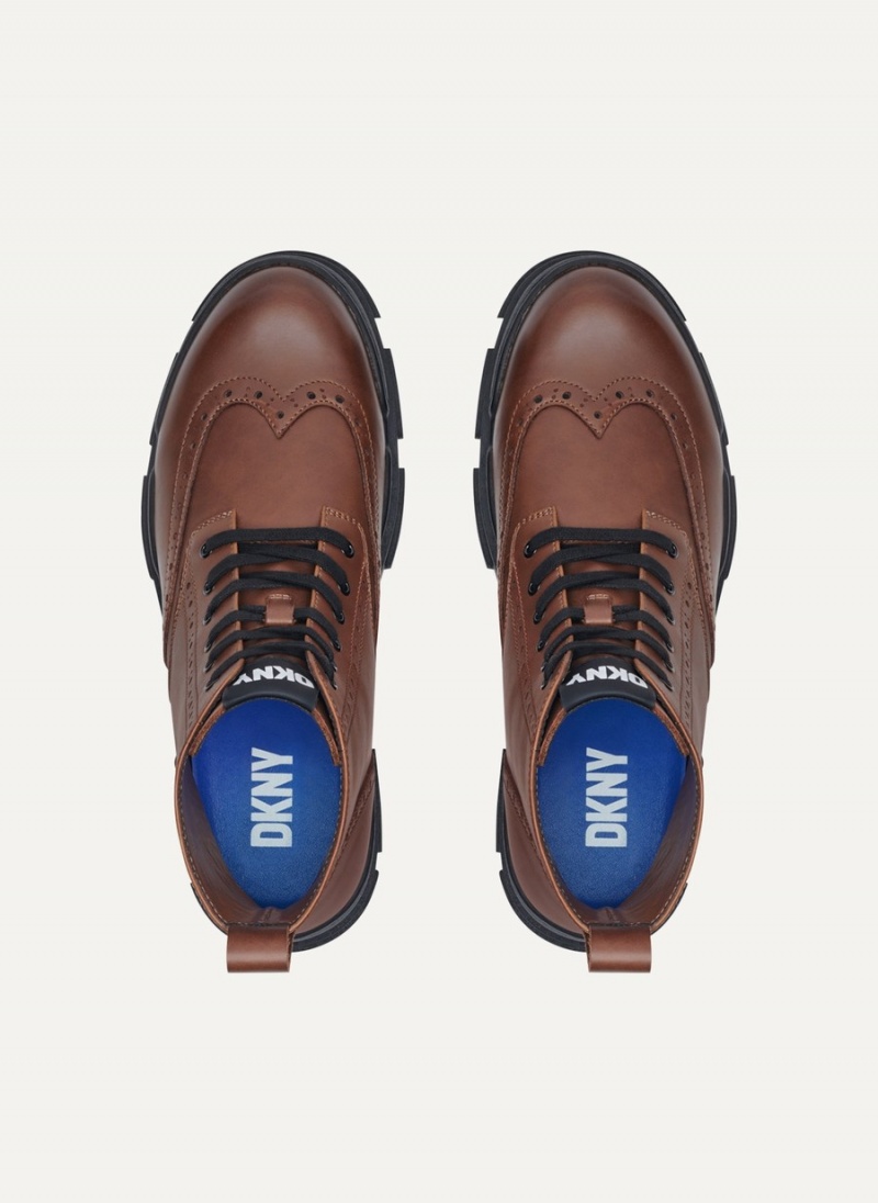 Men's Dkny Wingtip Lug Sole Boots Brown | T8031527
