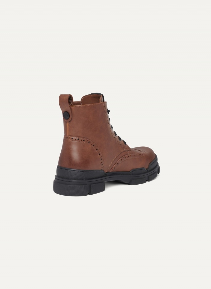 Men's Dkny Wingtip Lug Sole Boots Brown | T8031527