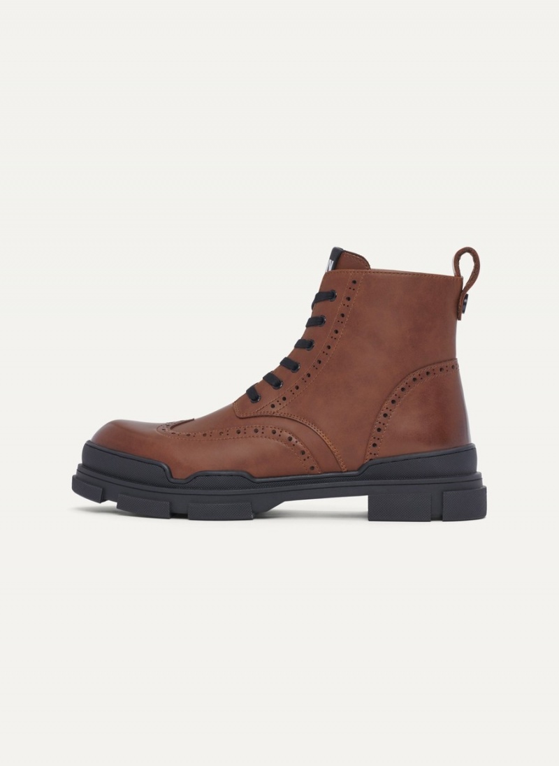 Men\'s Dkny Wingtip Lug Sole Boots Brown | T8031527