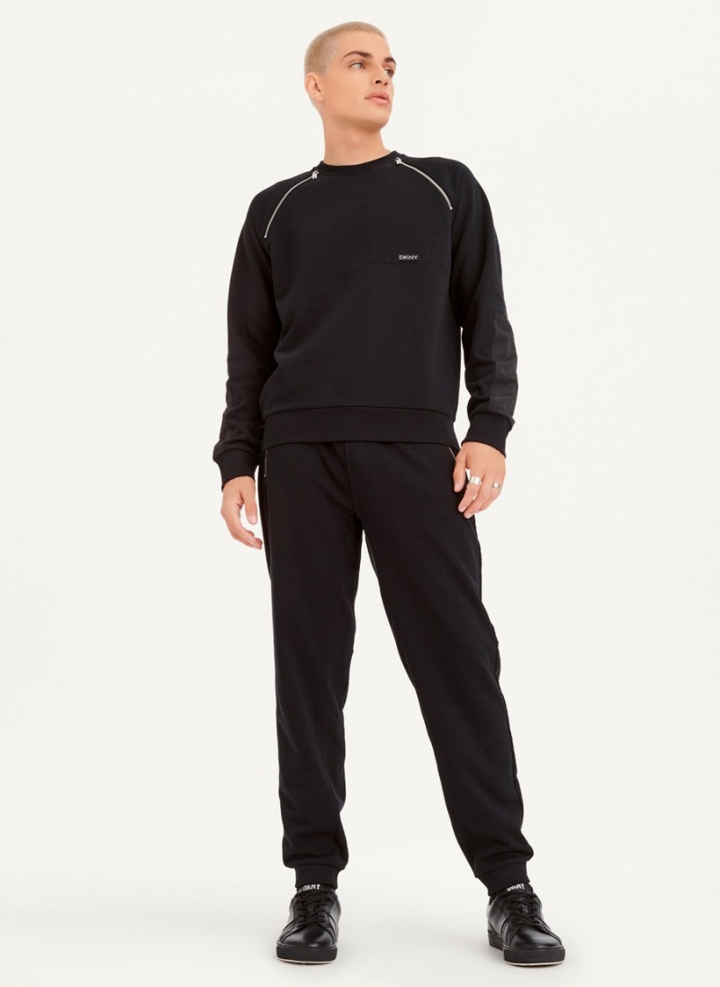 Men's Dkny Zipper Detail Sweatshirts Black | B3985498