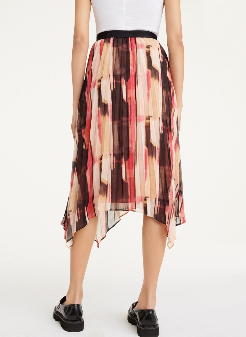Women's Dkny Asymmetrical Pleated Skirts Brown | Q7132154
