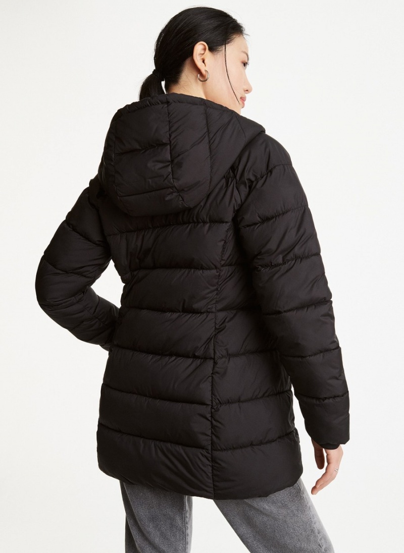 Women's Dkny Asymmetrical Zip Puffer Jacket Black | W3414594