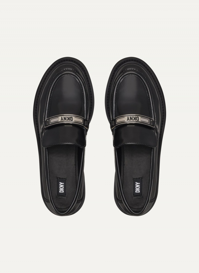 Women's Dkny Audrey With Plaque Loafers Black | Q6082433