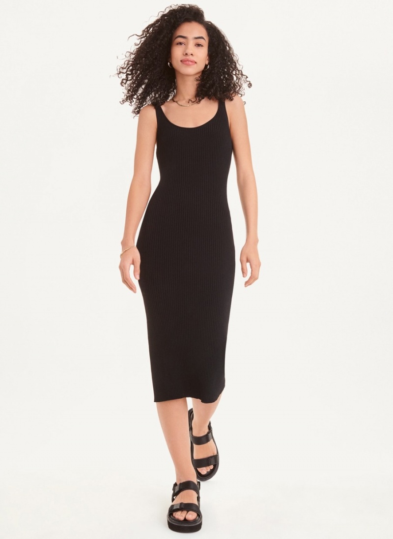 Women\'s Dkny Back Strap Midi Dress Black | R7251651