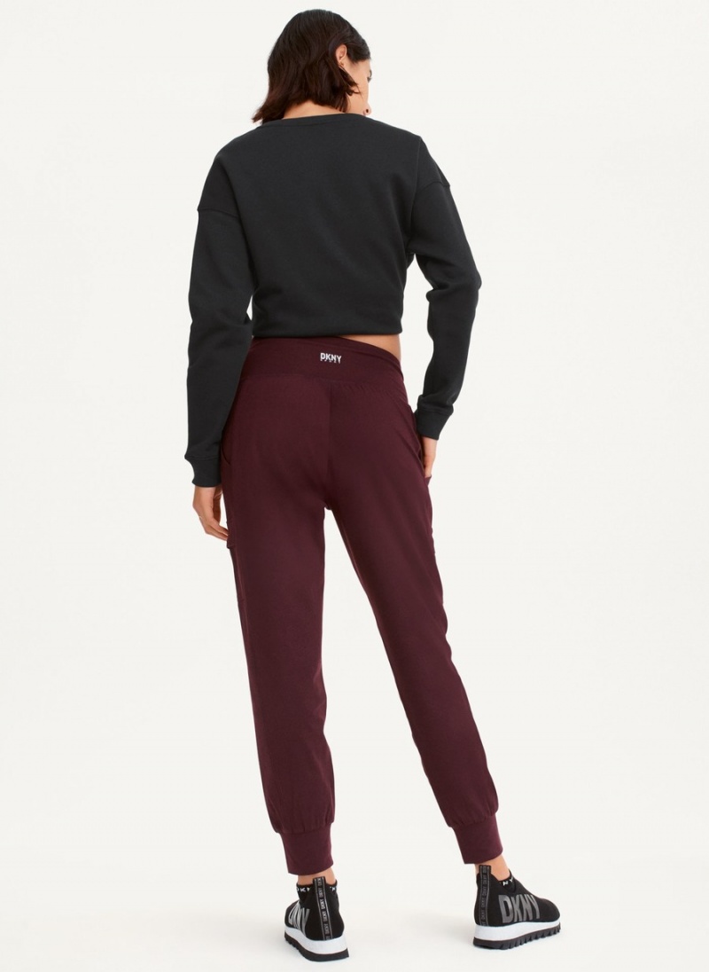 Women's Dkny Balance Compression Cargo Jogger Burgundy | O2689801