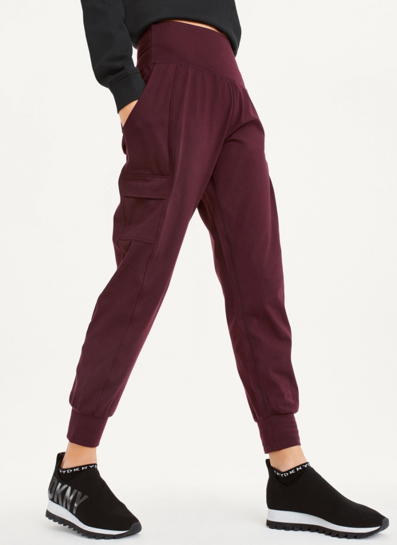 Women's Dkny Balance Compression Cargo Jogger Burgundy | O2689801