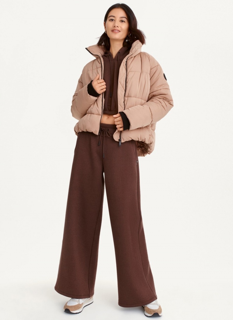 Women's Dkny Boxy High Low W/ Pockets Puffer Jacket Pink | I9216295