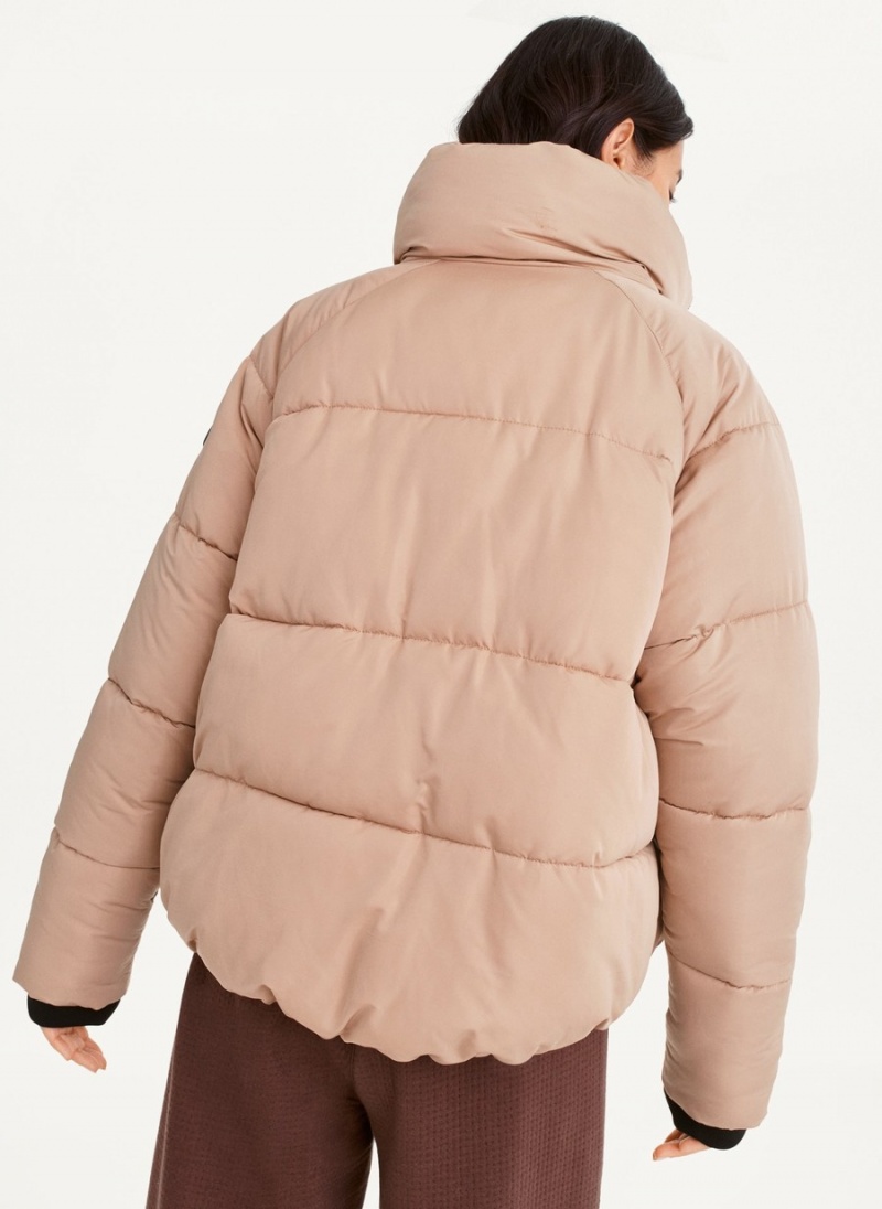 Women's Dkny Boxy High Low W/ Pockets Puffer Jacket Pink | I9216295