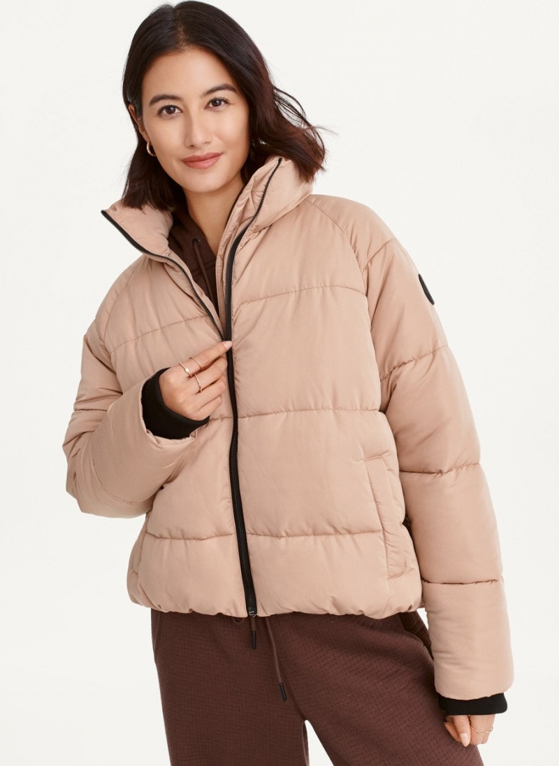 Women\'s Dkny Boxy High Low W/ Pockets Puffer Jacket Pink | I9216295