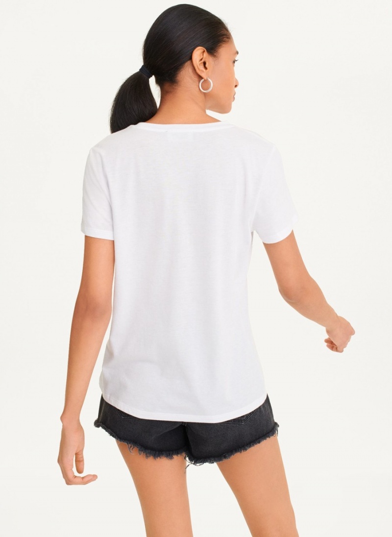 Women's Dkny Brooklyn Bridge Logo T Shirts White | H0644929