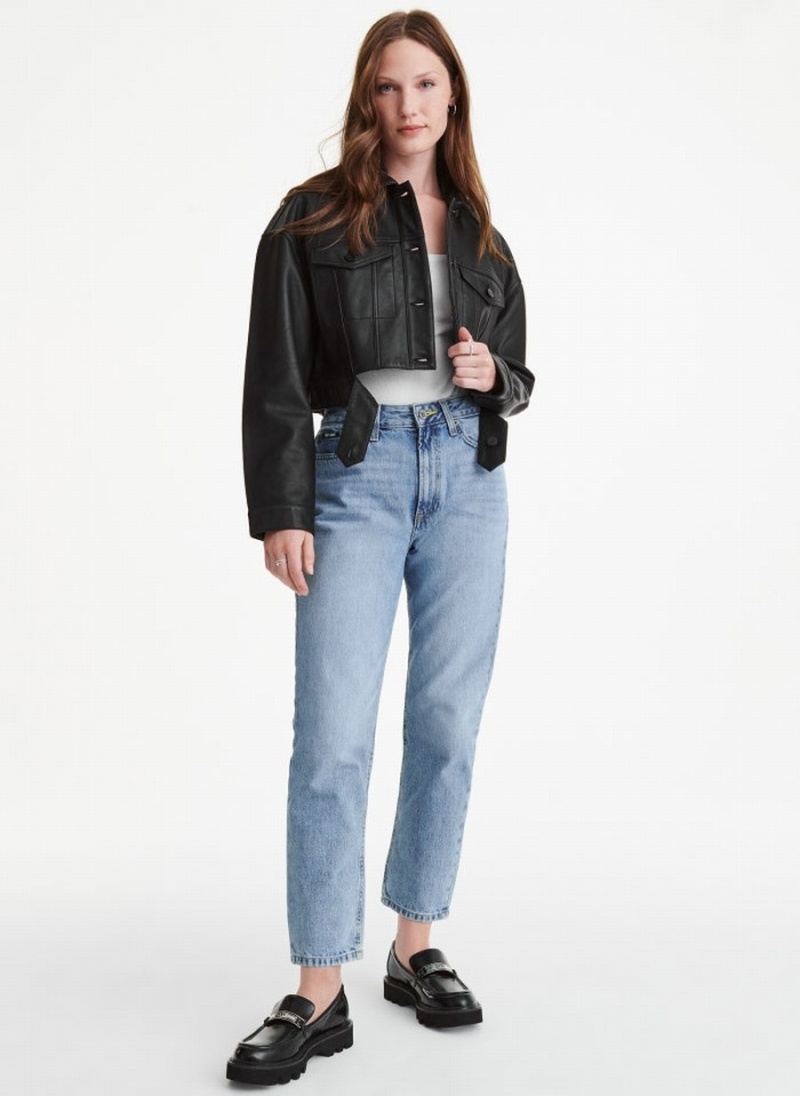 Women's Dkny Button Front Collar Jackets Black | E4880270