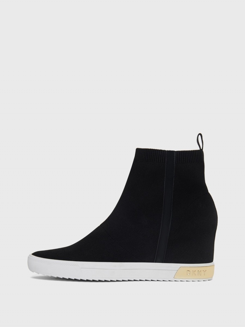Women\'s Dkny Cali Wedge Sneakers Black | N5618358