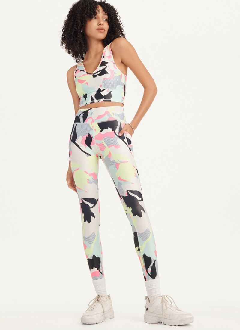 Women\'s Dkny Camo Floral Print High Waist With Pocket Leggings Multicolor | E9221996