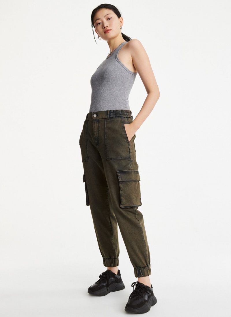 Women's Dkny Cargo Relaxed Jeans Olive | F7406396