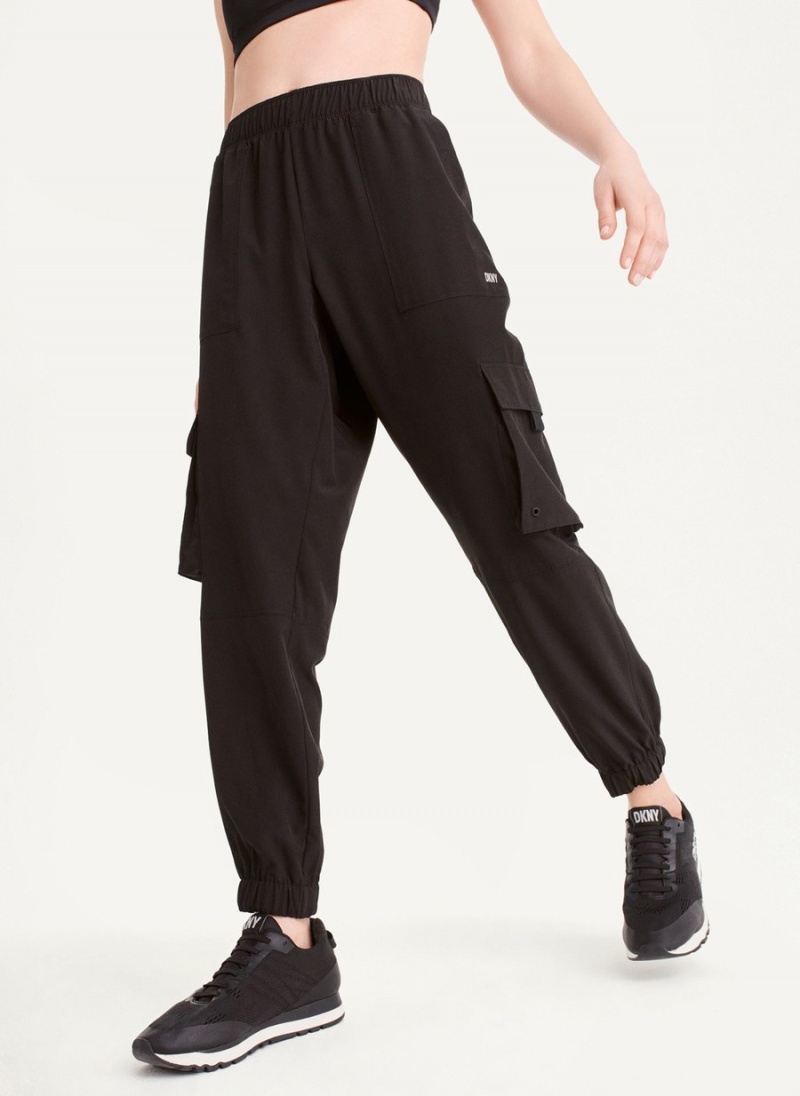 Women's Dkny Cargo With Pockets Jogger Black | J9241219