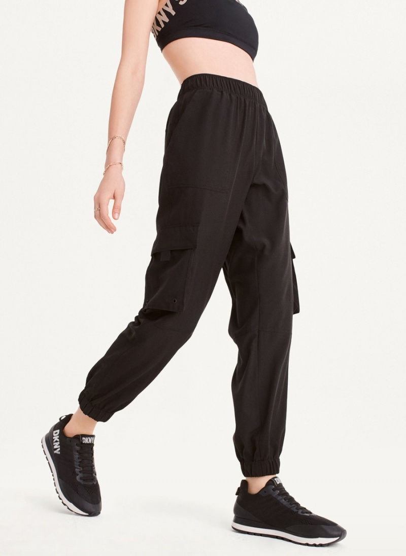 Women's Dkny Cargo With Pockets Jogger Black | J9241219
