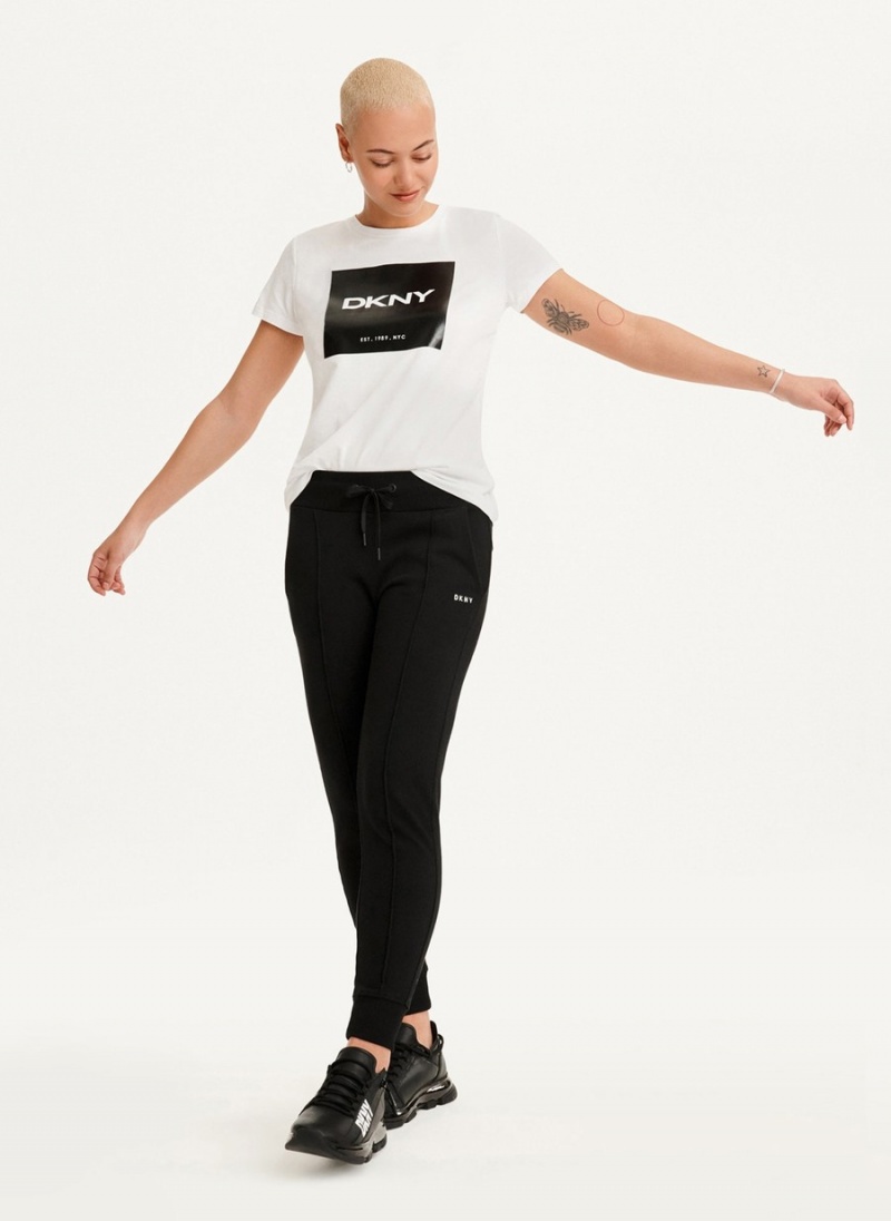 Women's Dkny Coated Box Logo T Shirts White | Z0438676