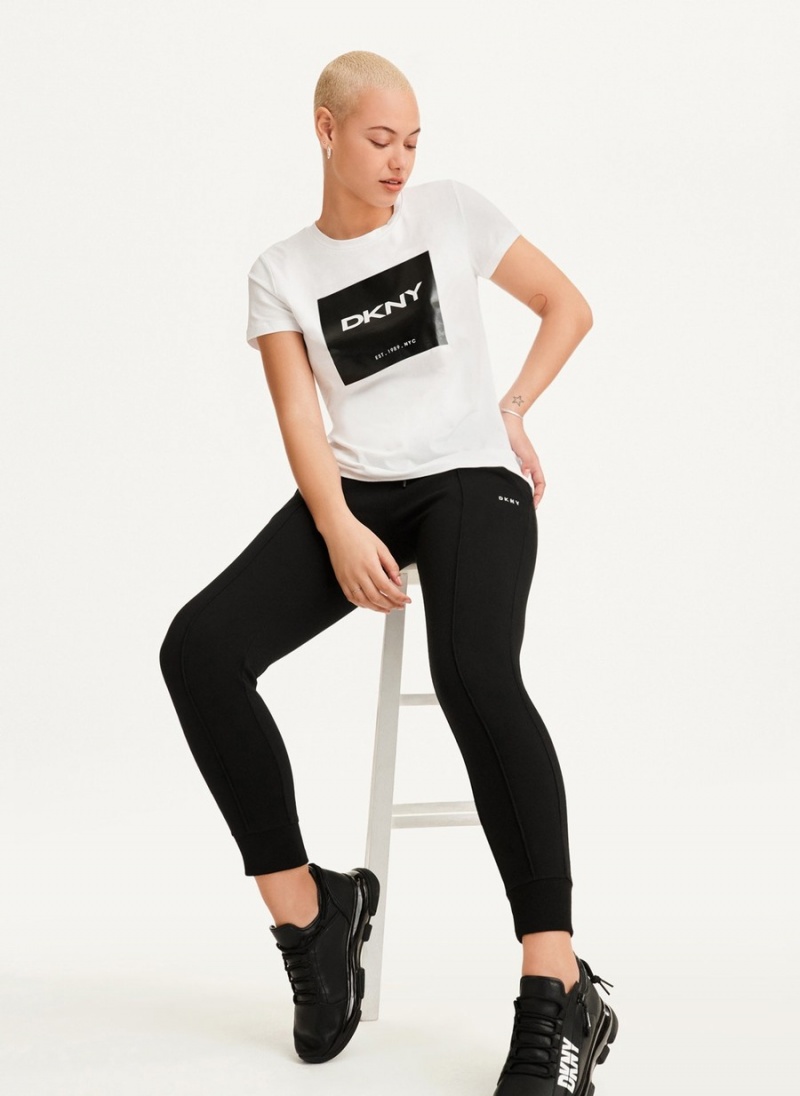 Women's Dkny Coated Box Logo T Shirts White | Z0438676