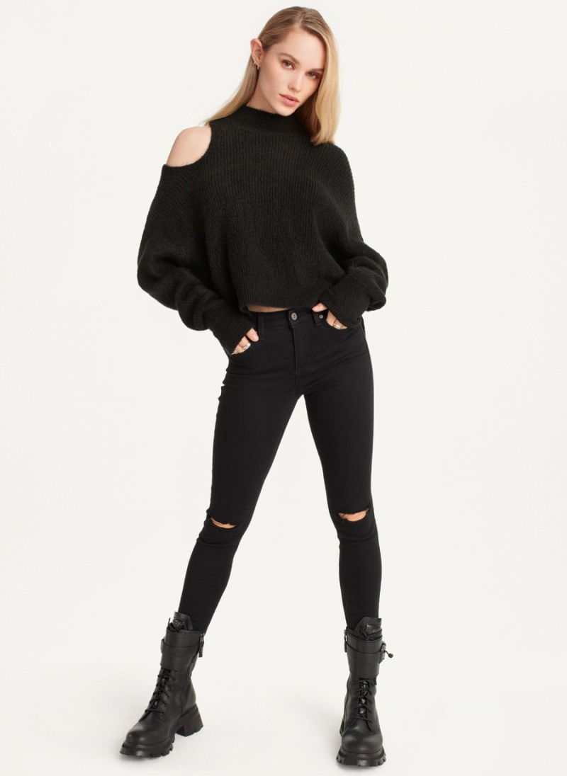 Women\'s Dkny Cold Shoulder Sweaters Black | O0716495