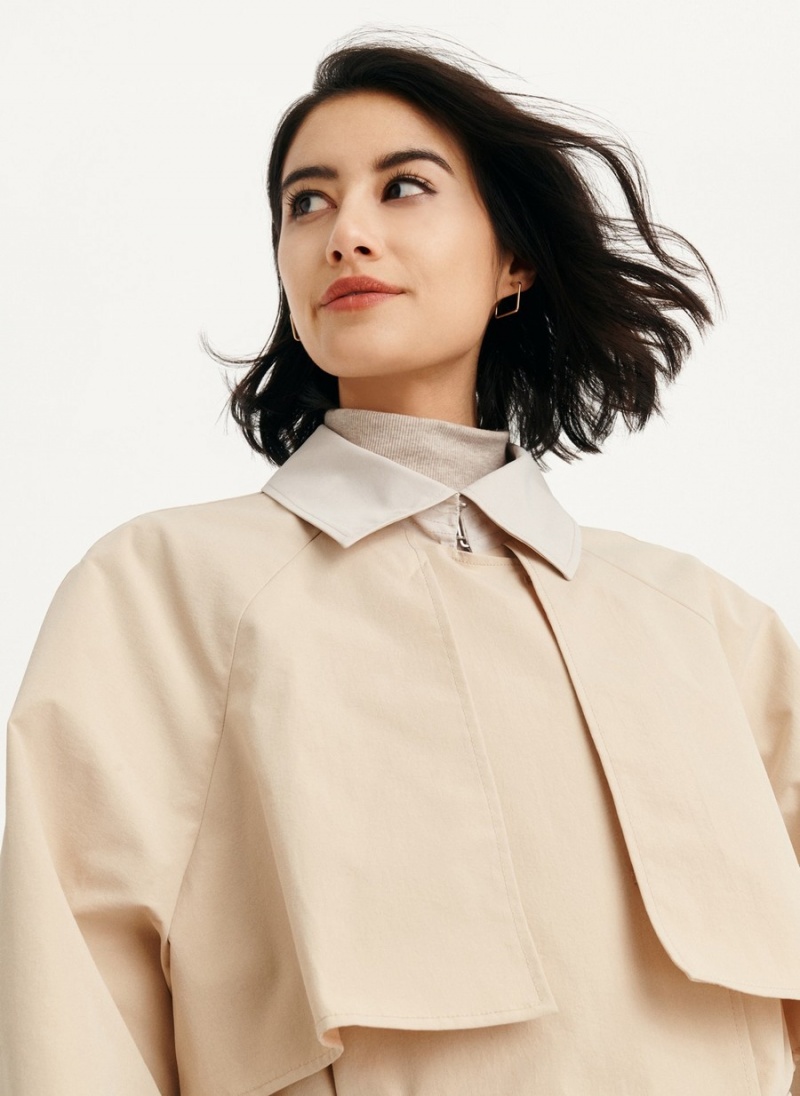 Women's Dkny Colorblocked Crinkle Trench Coat Beige | P6493259