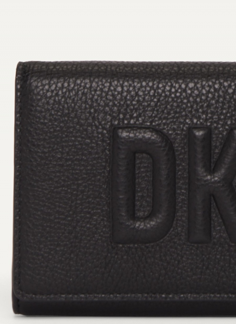 Women's Dkny Continental Raised Logo Wallets Black | I9332070