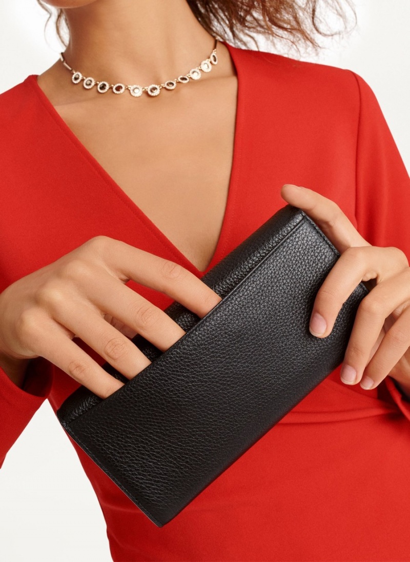 Women's Dkny Continental Raised Logo Wallets Black | I9332070