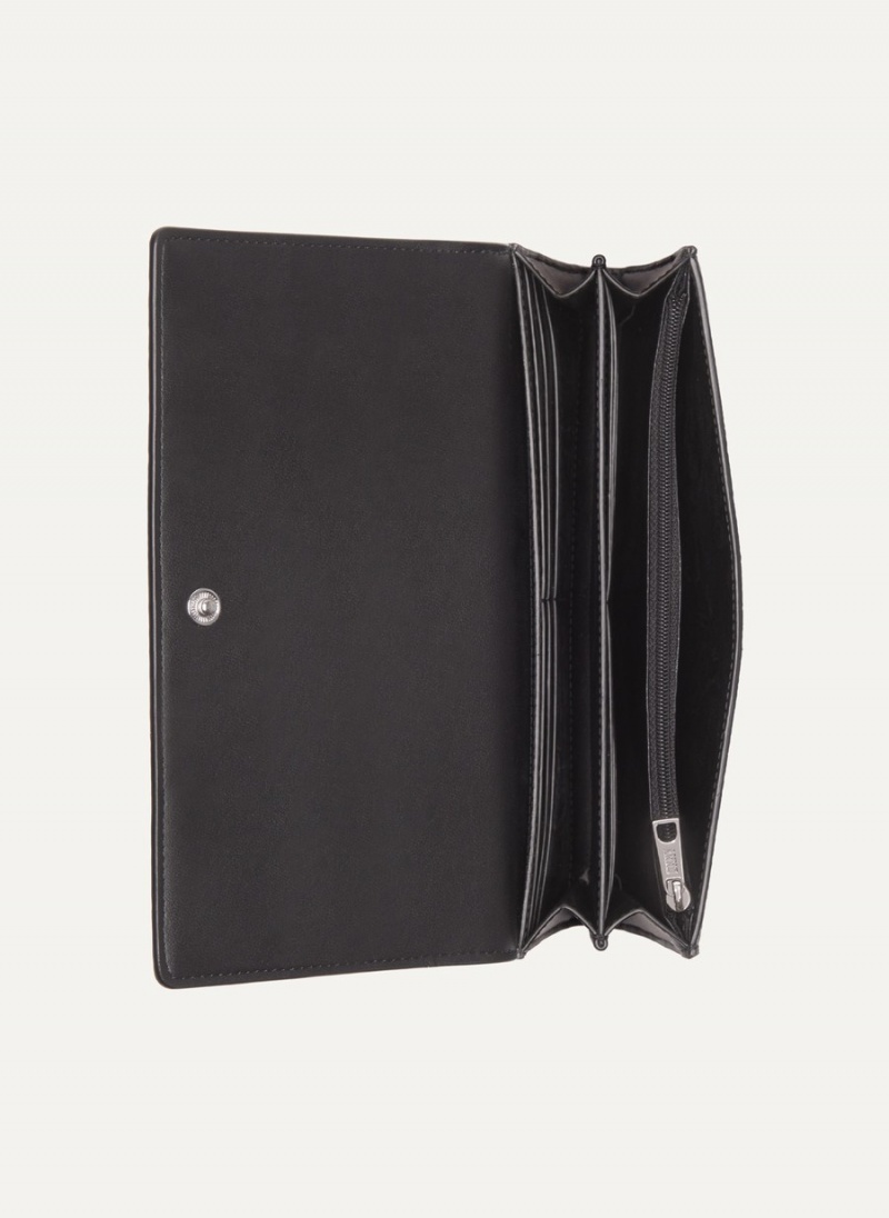 Women's Dkny Continental Raised Logo Wallets Black | I9332070