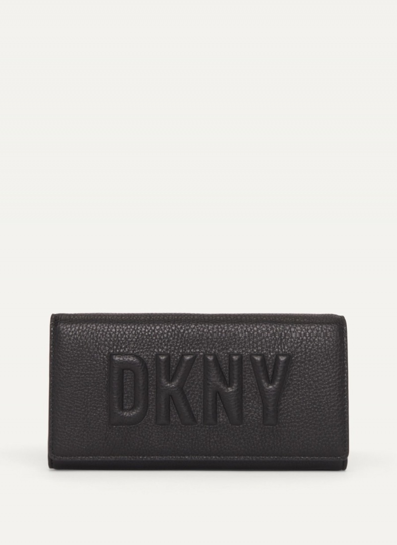 Women\'s Dkny Continental Raised Logo Wallets Black | I9332070