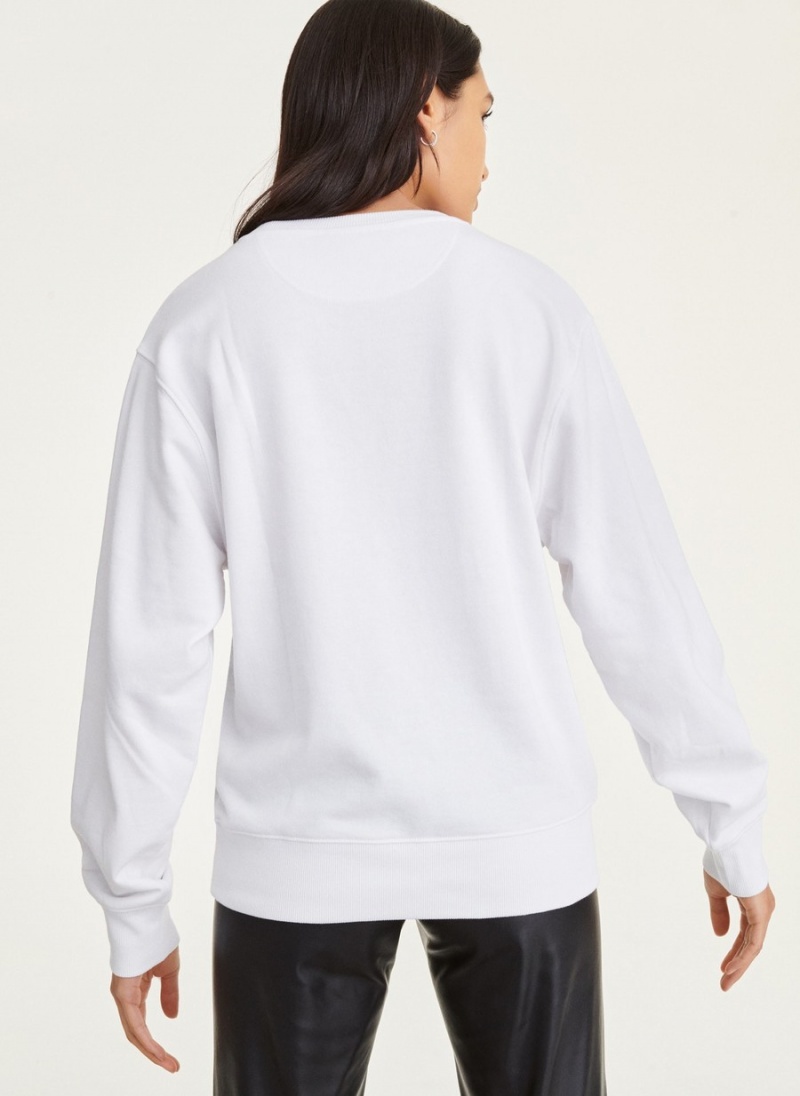 Women's Dkny Conversational Graphic Sweatshirts White | K9509560
