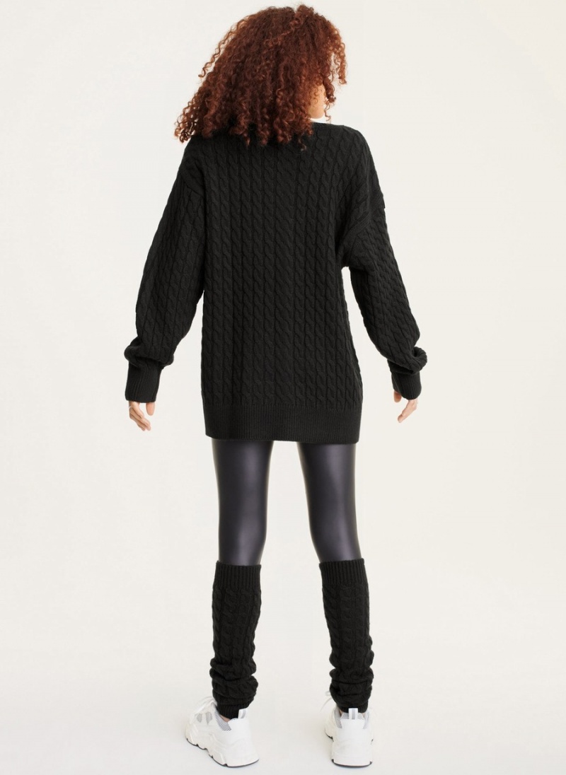 Women's Dkny Cozy Cable Knit And Leg Warmers Sweaters Black | Q7589238