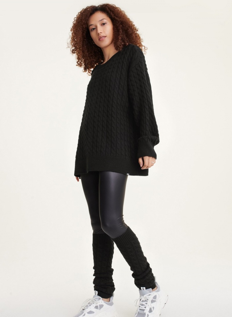 Women's Dkny Cozy Cable Knit And Leg Warmers Sweaters Black | Q7589238