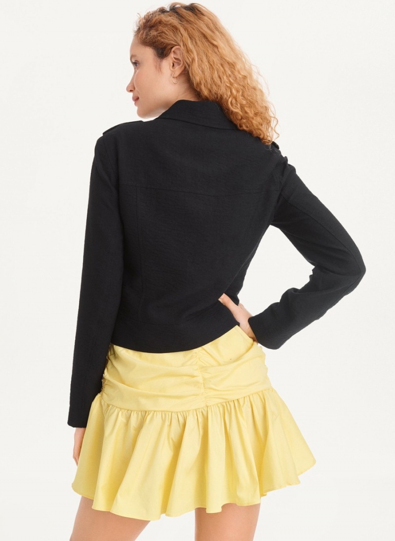 Women's Dkny Crinkle Moto Jackets Black | I8240104