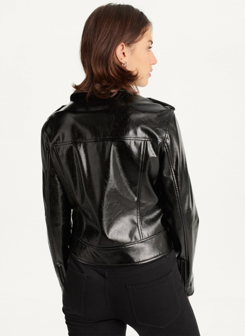 Women's Dkny Crinkle Moto Jackets Black | U8604304