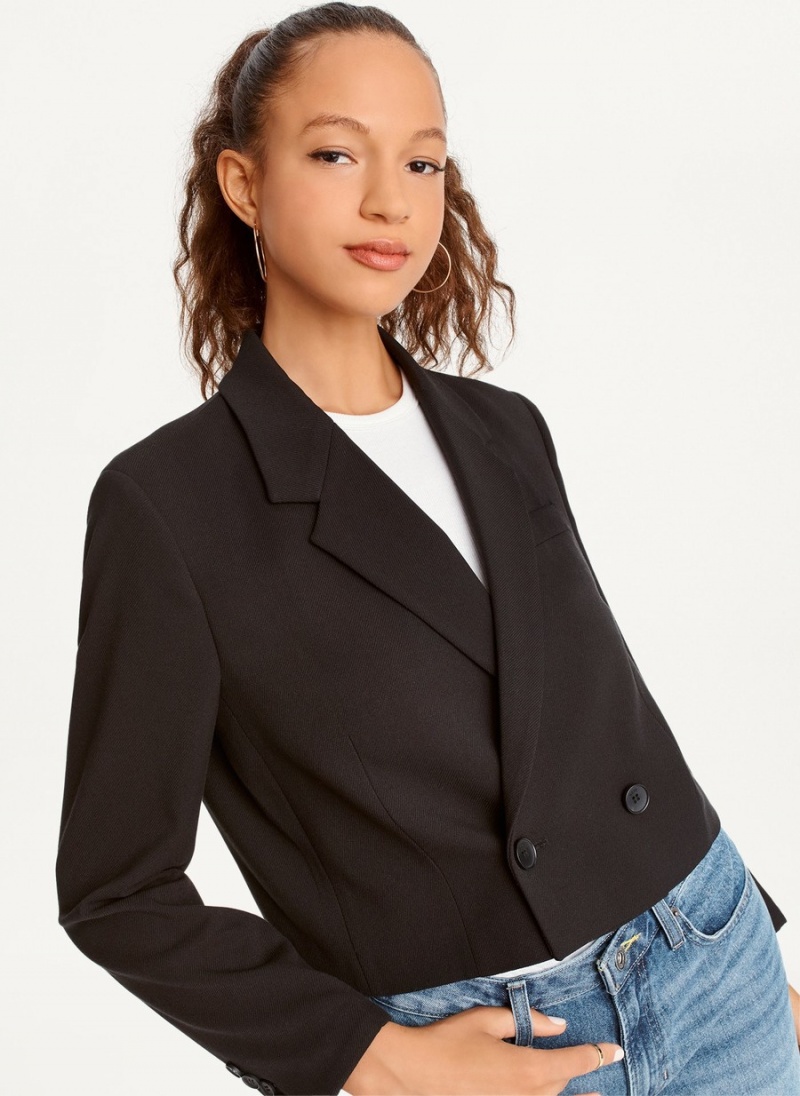 Women's Dkny Cropped Blazer Black | C0381906
