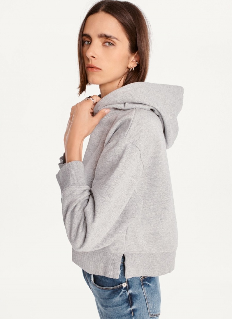 Women's Dkny Cropped Boyfriend Hoodie Grey | E4251277
