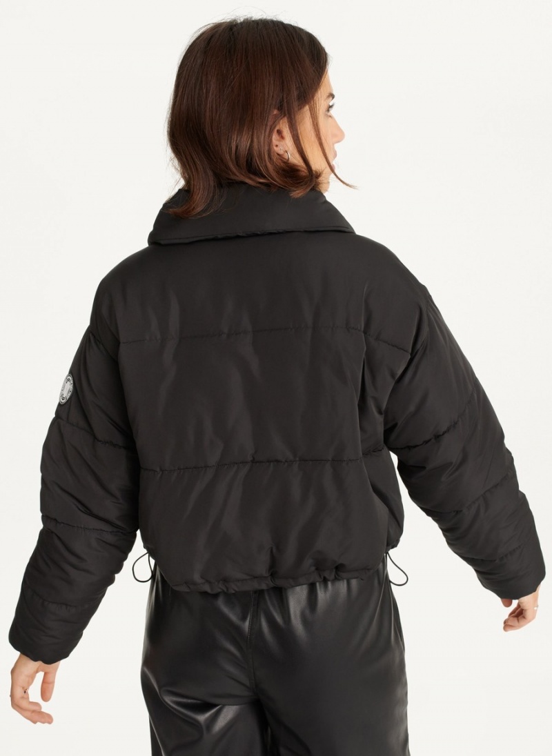 Women's Dkny Cropped Puffer Jacket Black | T6921590