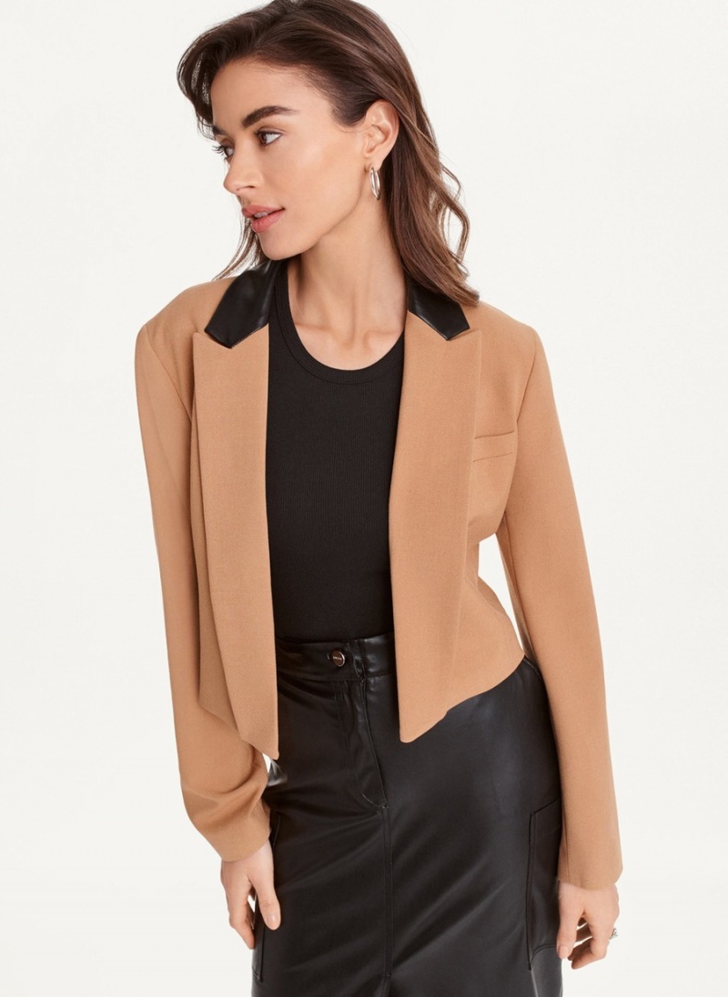 Women\'s Dkny Cropped Tailored Jackets Brown | K7469971