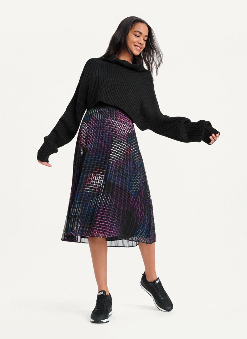 Women's Dkny Cropped Turtleneck Sweaters Black | U2369042