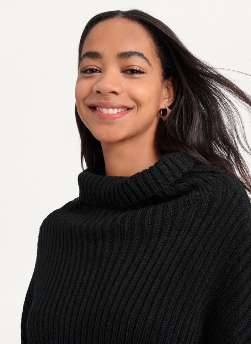 Women's Dkny Cropped Turtleneck Sweaters Black | U2369042