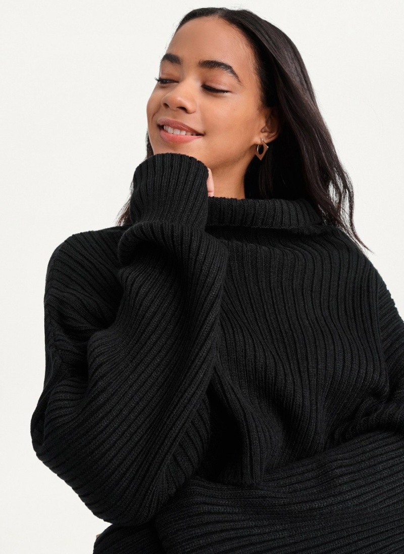 Women's Dkny Cropped Turtleneck Sweaters Black | U2369042