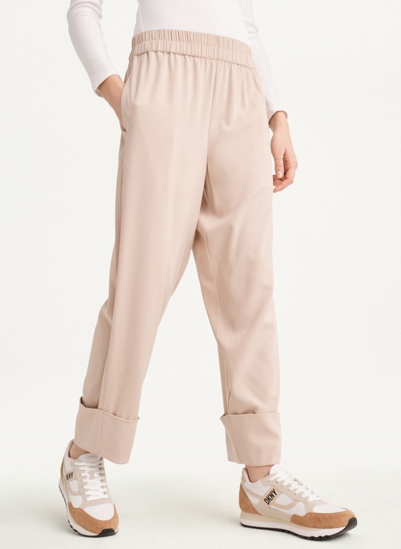 Women's Dkny Cropped Wide Leg Pants Beige | S7532489