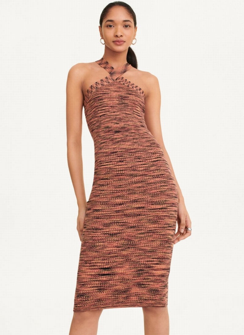 Women's Dkny Crossover Space Dye Sweater Dress Red | H5579878