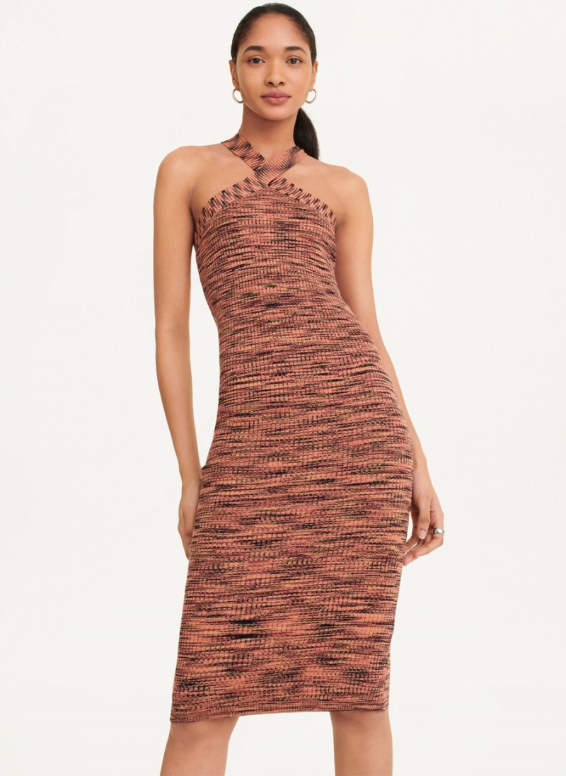 Women's Dkny Crossover Space Dye Sweater Dress Red | H5579878