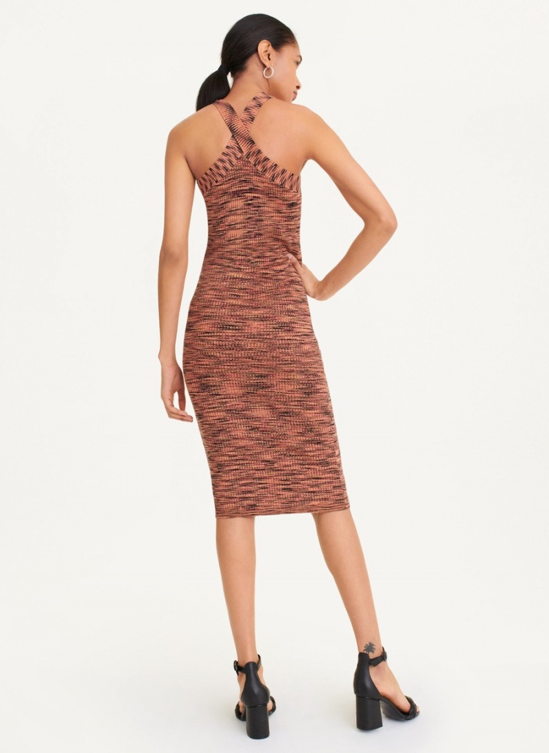 Women's Dkny Crossover Space Dye Sweater Dress Red | H5579878