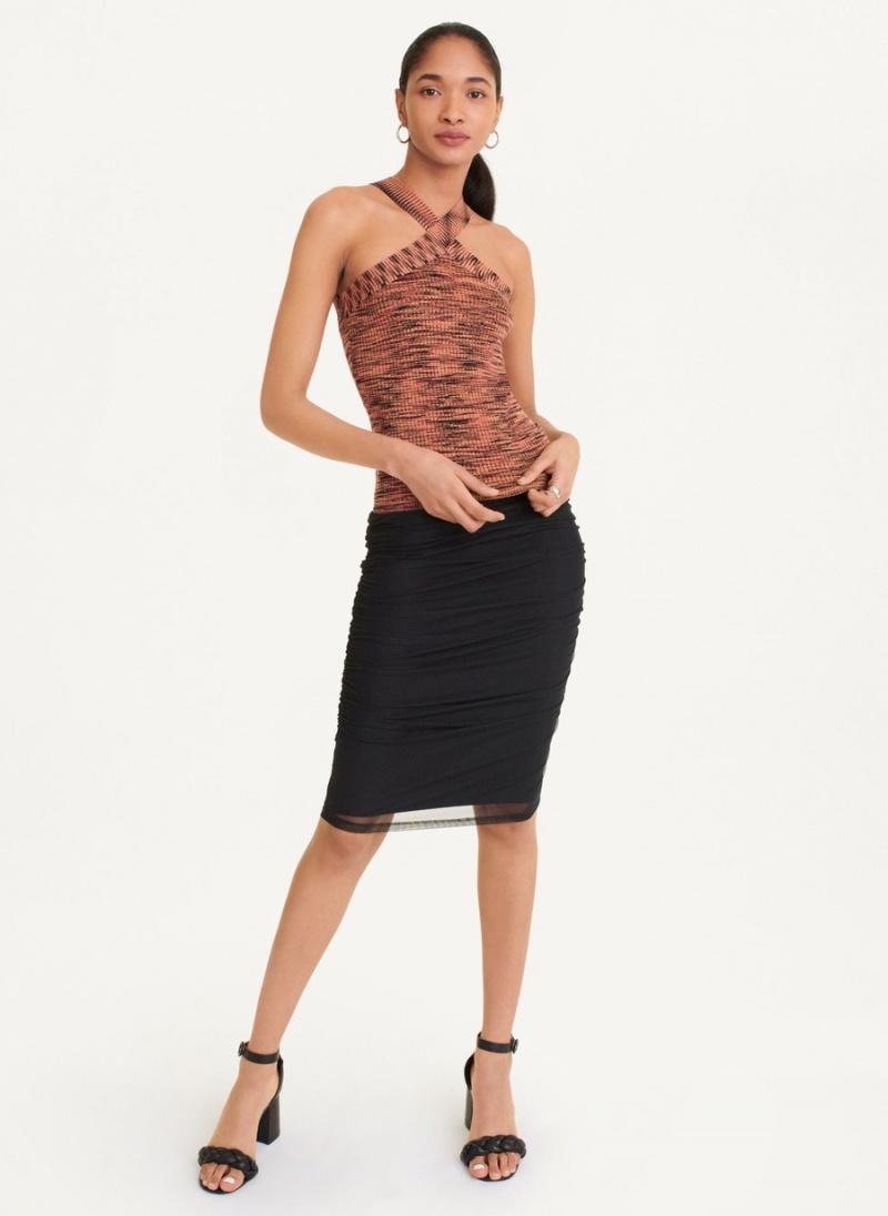Women\'s Dkny Crossover Space Dye Top Sweater Tank Top Brown | J9906832