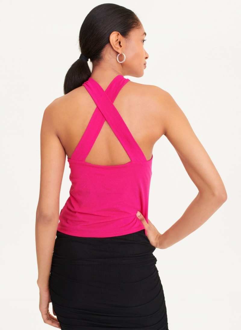 Women's Dkny Crossover Tank Top Pink | I4004824
