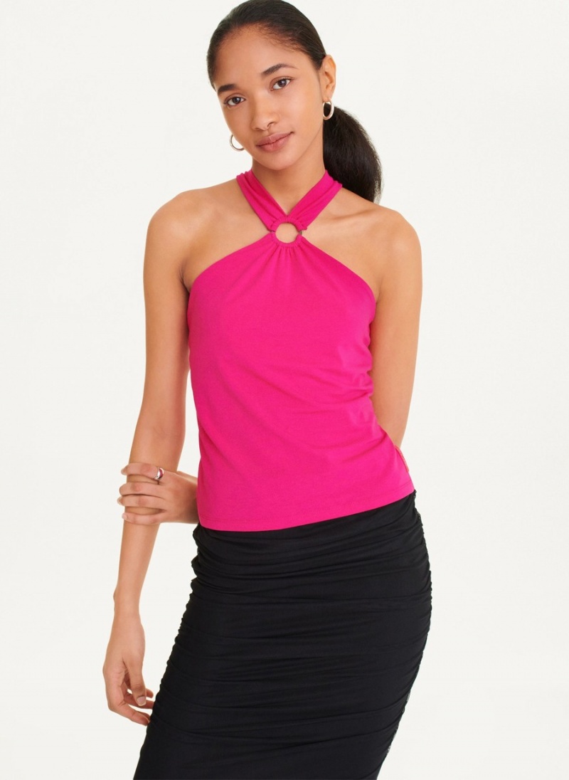 Women's Dkny Crossover Tank Top Pink | I4004824