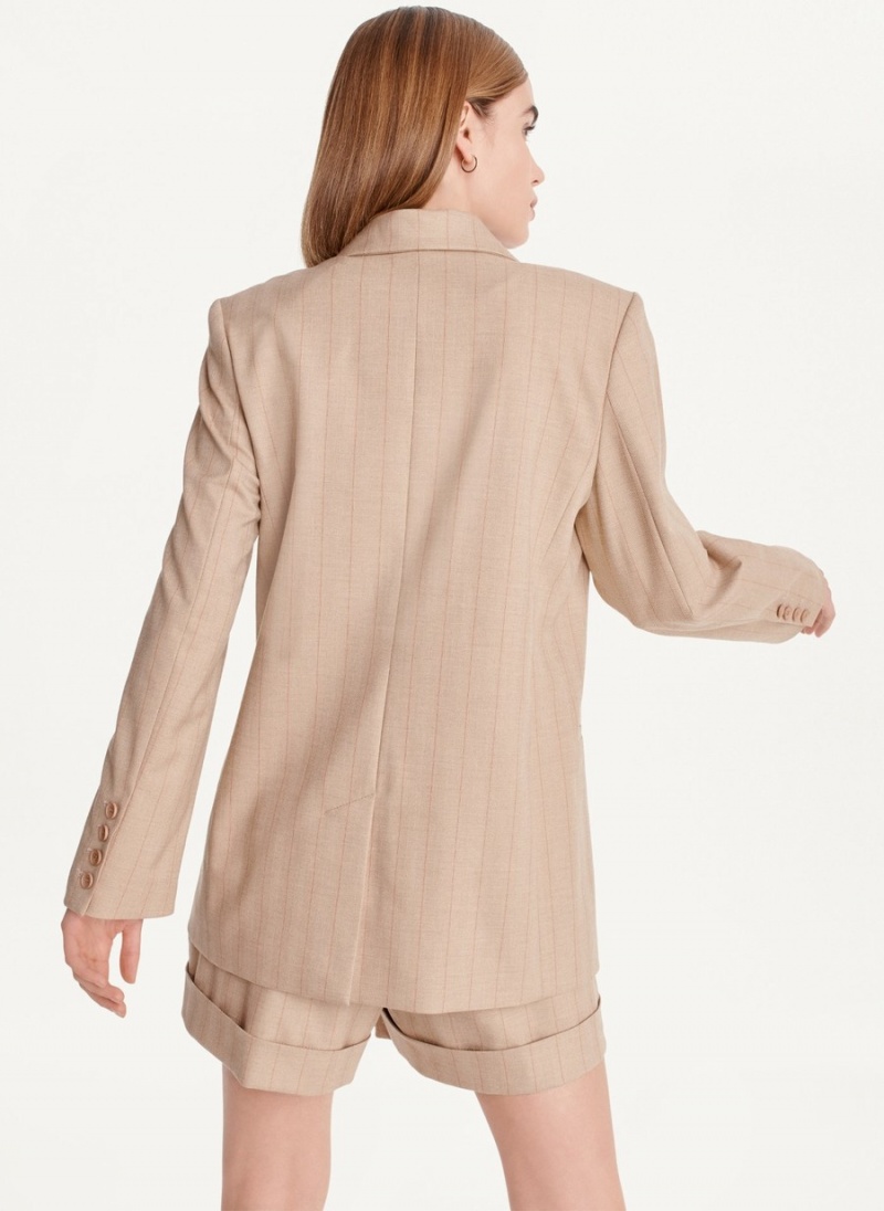 Women's Dkny Double Breasted Stripe Blazer Black | Z3402272