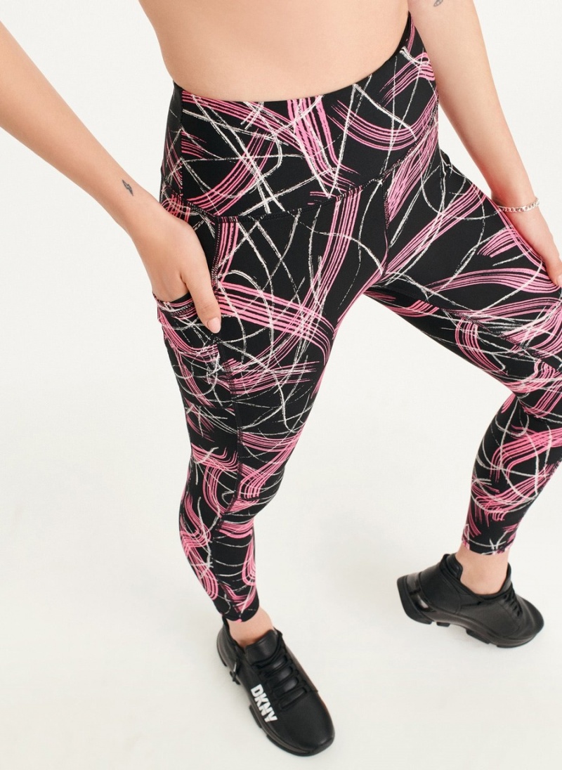 Women's Dkny Electric Shock Print High Waist Leggings Pink | W1596226