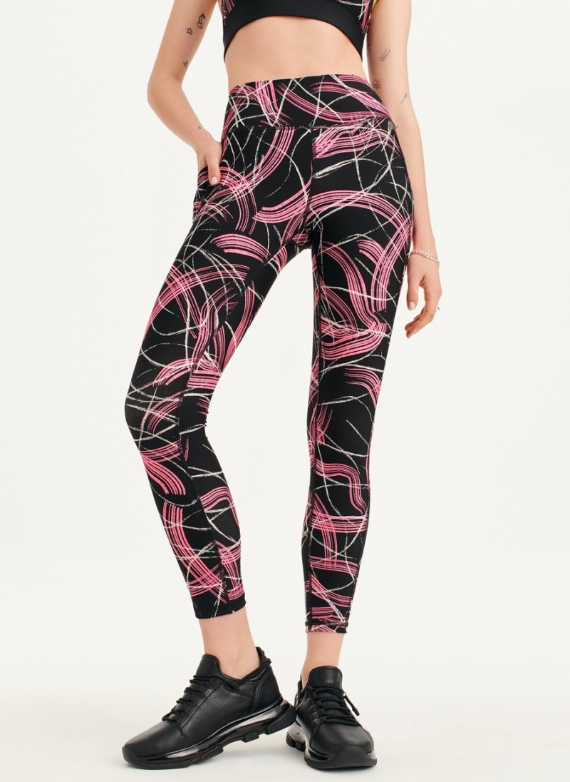 Women's Dkny Electric Shock Print High Waist Leggings Pink | W1596226